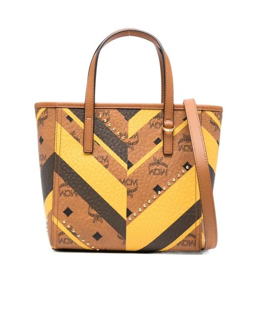 MCM Metallic Stud Embellished Tote Bag