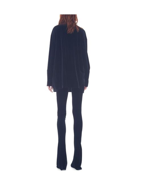 Norma Kamali Blue Slit-Detail Flared Leggings