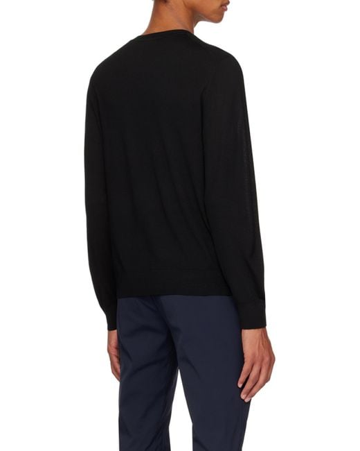 Theory Black Round-Neck Knitted Pullover for men