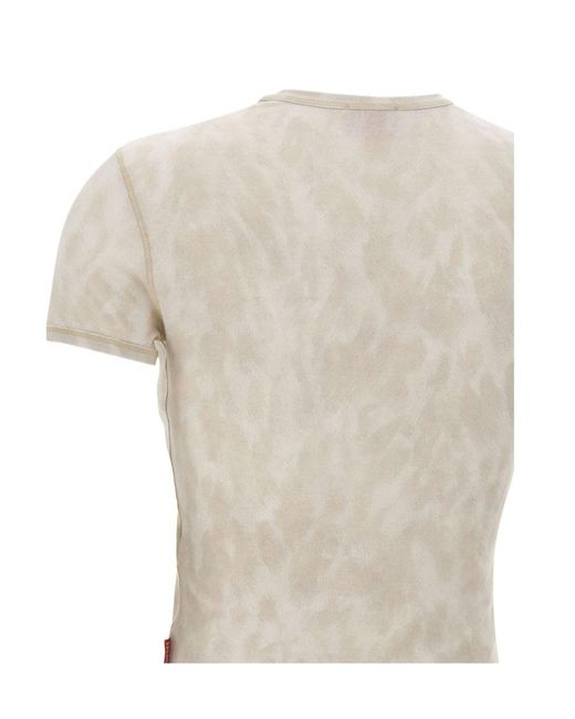 DIESEL White Animal-Print Stretch Jersey T-Shirt