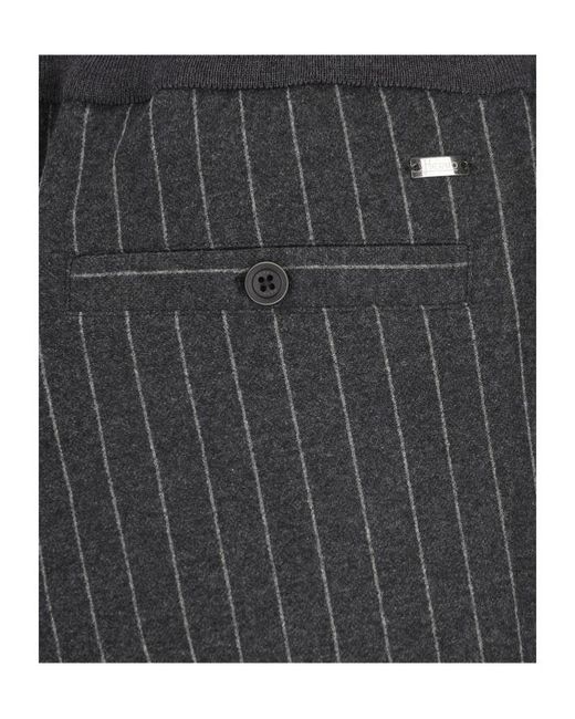 Herno Gray Pinstriped Drawstring Pants for men