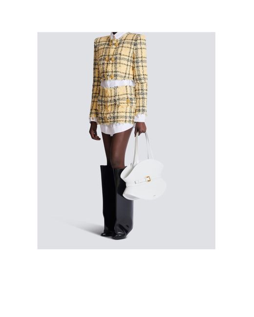 Balmain White Shuffle Medium Tote Bag