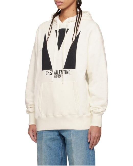 Valentino White Chez Oversized Drawstring Hoodie