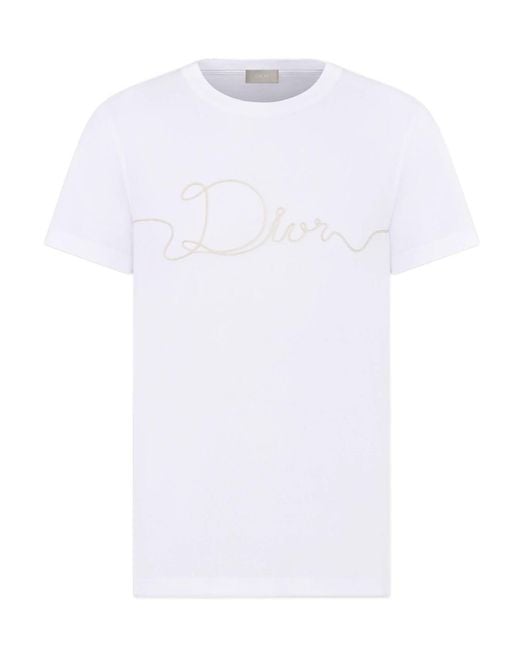 トップス Dior homme by KRIS Ribbon Design Tee XS Dior Homme Ribbon Logo Detailed Crewneck T-Shirt in White for Men