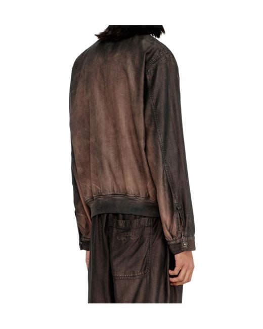DIESEL Brown D-Belmor- Embroidered Bomber Jacket for men