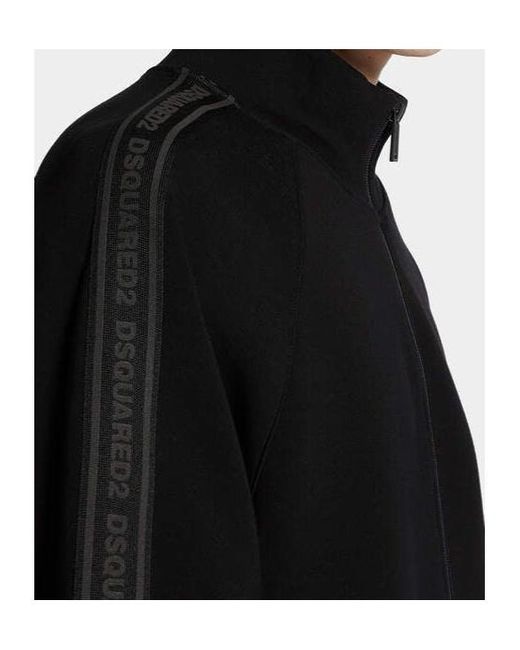 DSquared² Black D2 Tape Zipped Sweatshirt for men