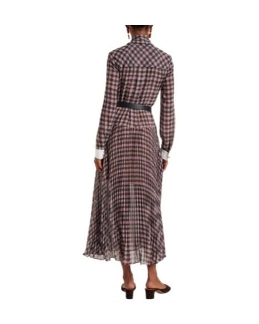 Self-Portrait Multicolor Plaid Waist-Tightening Dress