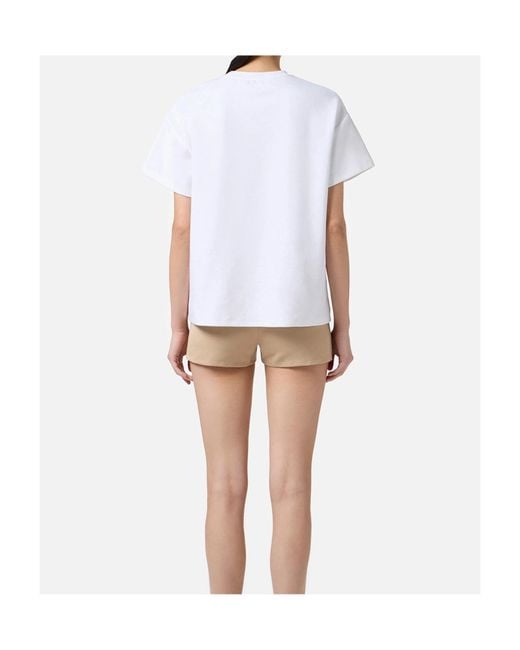 Elisabetta Franchi White Logo Embroidered Jersey T-Shirt