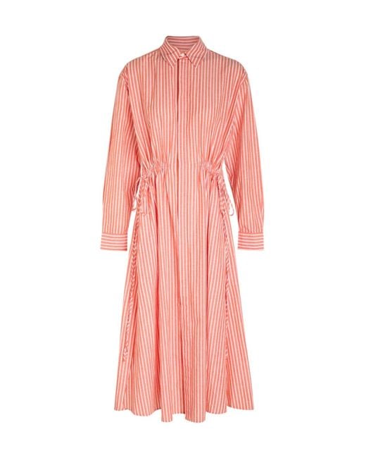 Polo Ralph Lauren Pink Striped Cotton-Blend Midi Shirt Dress