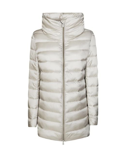 Save The Duck Gray Logo Patch Cotton-Padded Jacket