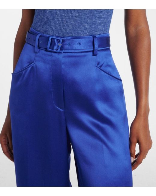 Gabriela Hearst Blue Norman Silk Tweed Wide-Leg Pants