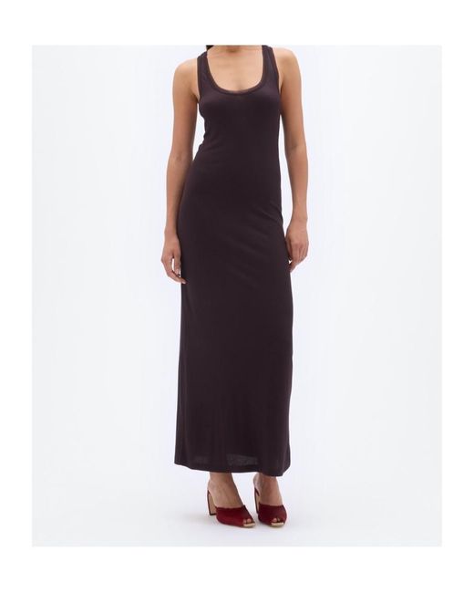 REMAIN Birger Purple Mesh-Trim Maxi Dress