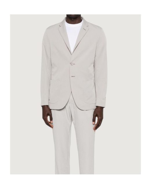 Herno White Single-Breasted Seersucker Blazer for men