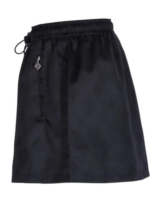 Casablanca Black All-Over Patterned Drawstring Mini Skirt