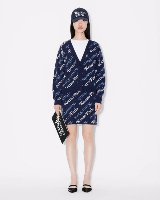 KENZO Blue All-Over Logo Detailed Knitted Mini Skirt