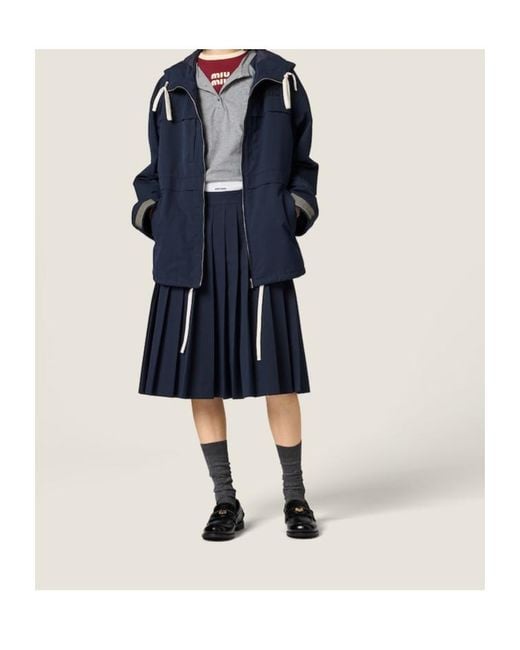 Miu Miu Blue Drawstring Parka Coat