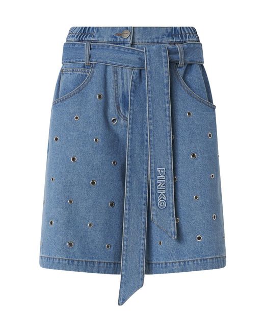 Pinko Blue Belted Denim Shorts