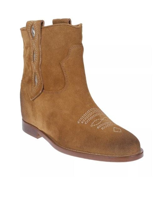 Via Roma 15 Brown Round-Toe Slip-On Boots