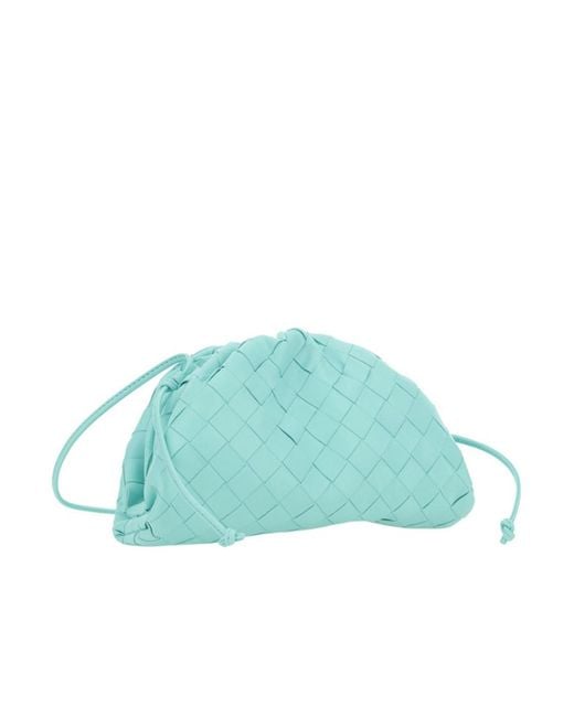 Bottega Veneta Blue Woven Drawstring Clutch Bag