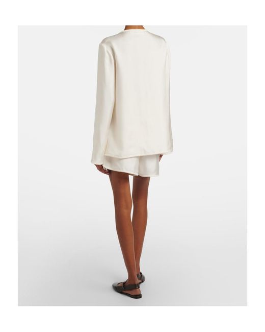Rohe White Silk Shorts