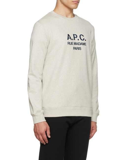 A.P.C. Gray Logo Printed Crewneck Sweatshirt for men