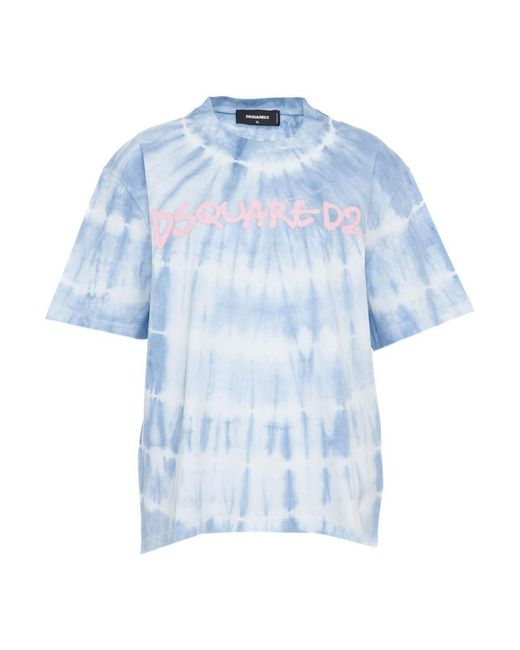 DSquared² Blue Tie-Dye Crewneck T-Shirt