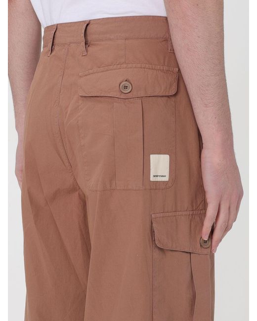 Emporio Armani Brown Straight-Leg Cotton Cargo Trousers for men