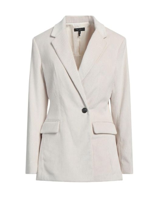 Rag & Bone White Double-Breasted Corduroy Blazer