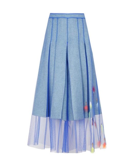Maison Margiela Blue Embellished Layered Skirt