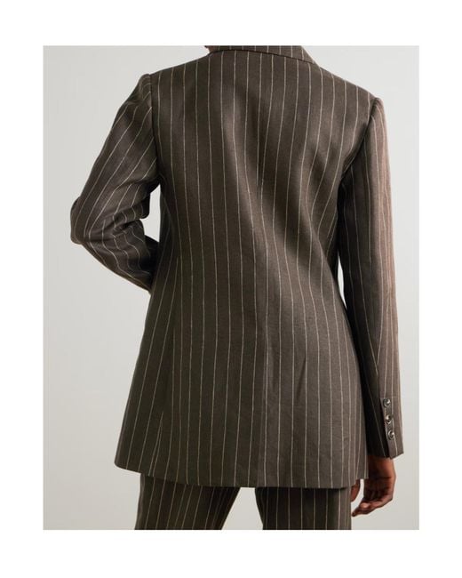 Posse Brown Pinstripe Single-Breasted Blazer