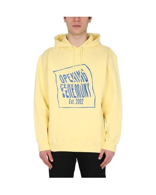 Opening Ceremony Natural Warped Logo Printed Hoodie for men