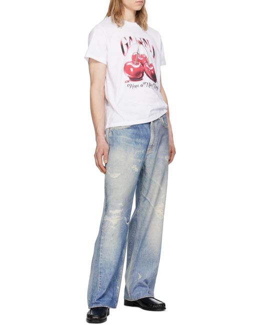 Ganni White Cherry Printed Crewneck T-Shirt