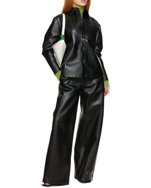 Bottega Veneta Green Logo Wide-Leg Casual Pants