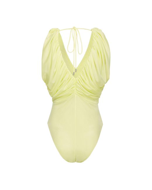 Pinko Yellow Ruched Bodysuit