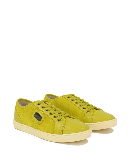 Dolce & Gabbana Yellow Strap-Up Casual Sneakers for men