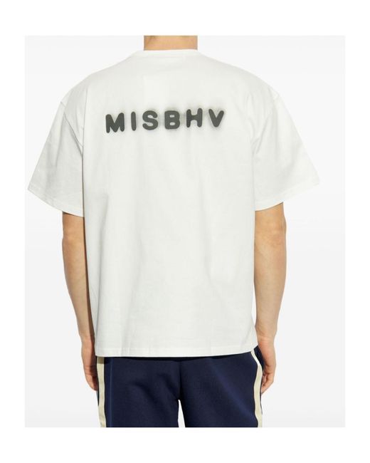 M I S B H V White Logo-Printed Crewneck T-Shirt for men