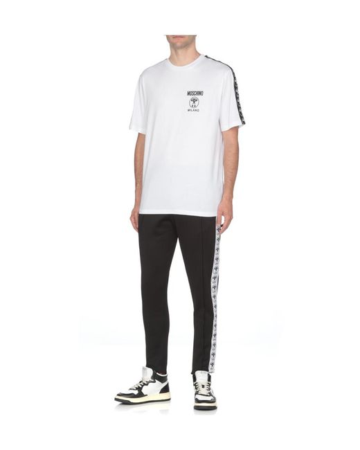 Moschino White Logo Printed Crewneck T-Shirt for men