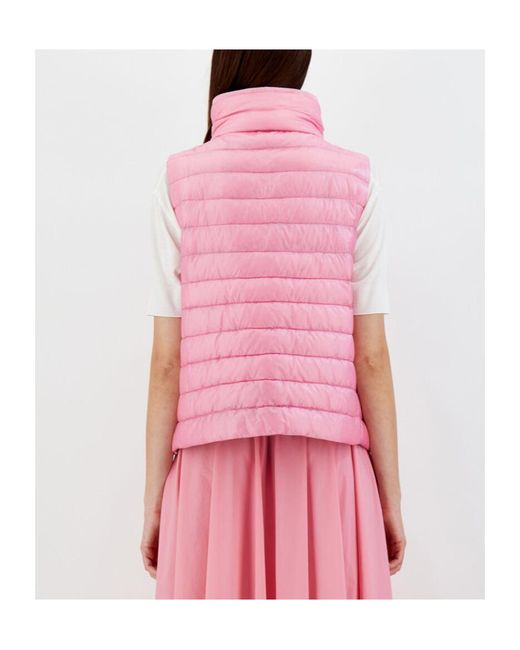 Herno Pink High-Neck Drawstring Reversible Padded Gilet