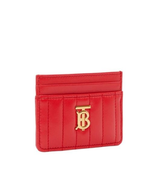 Burberry Red Tb Logo Plaque Padded Cardholder