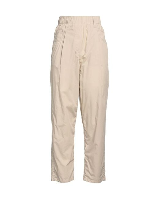 Brunello Cucinelli Natural Plain Colour Casual Trousers