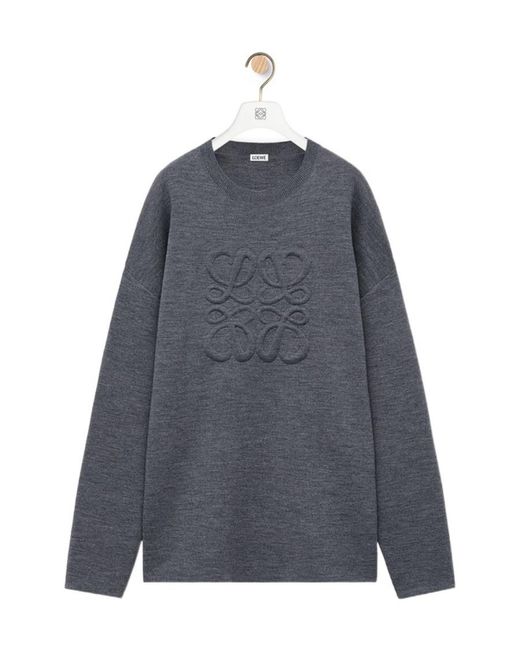 Loewe Gray Logo Detailed Crewneck Jumper for men