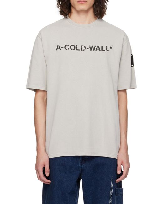 A_COLD_WALL* White Overdye Logo-Print T-Shirt for men