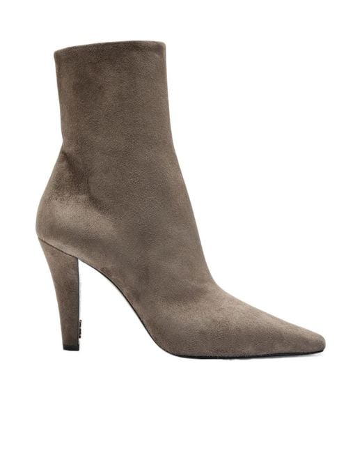 Saint Laurent Brown Jill 95 Suede Ankle Boots