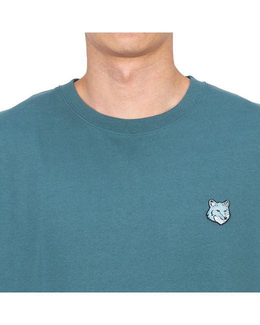 Maison Kitsuné Blue Round Collar And Long-Sleeved T-Shirt for men