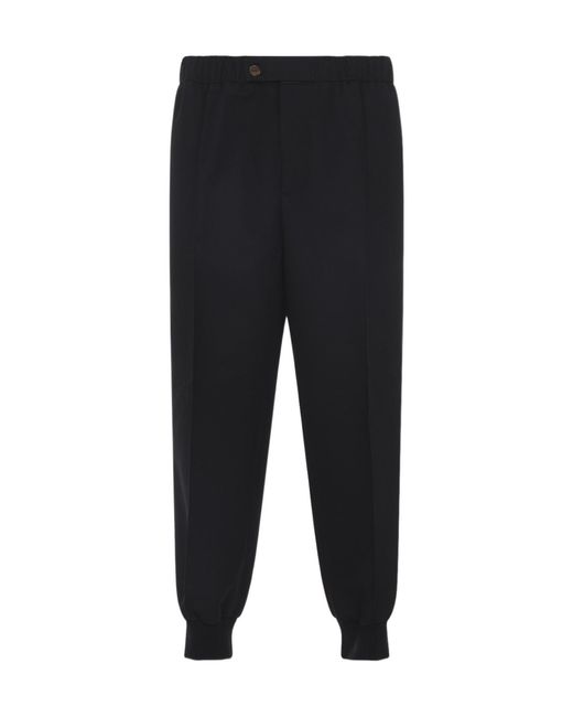 Lanvin Black Elasticated-Cuff Straight Leg Trousers for men