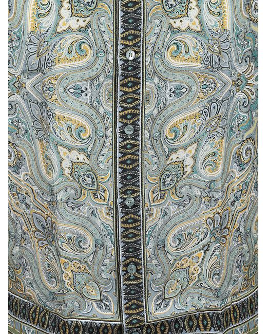Etro Green Paisley Short-Sleeved Shirt for men