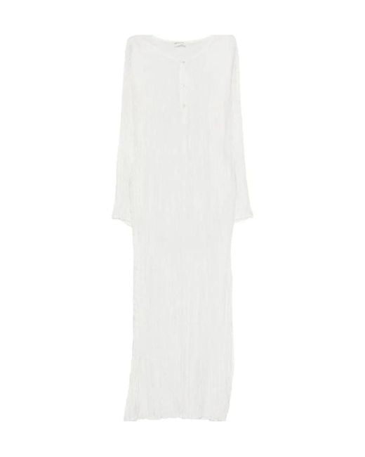 P.A.R.O.S.H. White Long-Sleeved Midi Dress