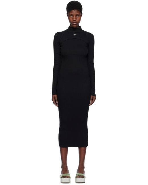 Off-White c/o Virgil Abloh Black High-Neck Stretch Dress