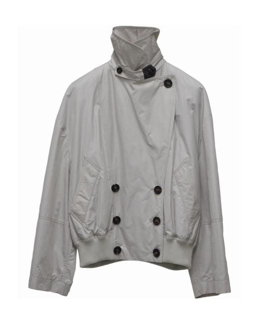 Brunello Cucinelli Gray Long-Sleeve Casual Jacket