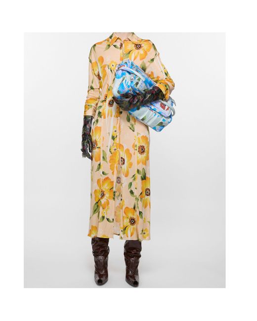 Acne Metallic Floral-Print Midi Dress